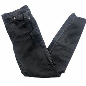 Madewell High Riser Skinny Black Jeans Distressed